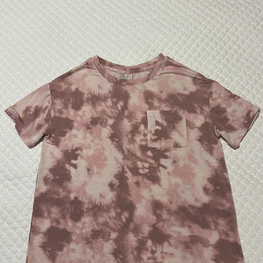 Stars Above Pink Tie Dye Short Sleeve Sleep T-Shirt Tunic Dress - Picture 4 of 10